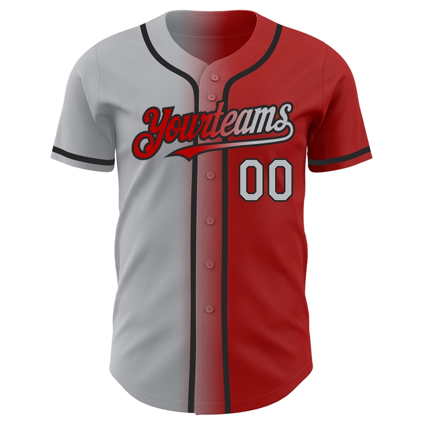 Custom Red Gray-Black Authentic Gradient Fashion Baseball Jersey baseball jersey product view 2