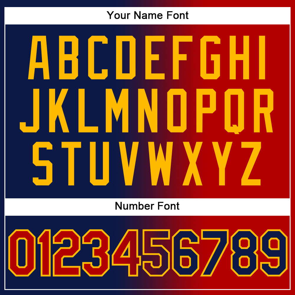 Custom Navy Red-Gold Authentic Gradient Fashion Baseball Jersey baseball jersey product view 5