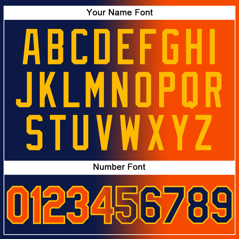 Custom Navy Orange-Gold Authentic Gradient Fashion Baseball Jersey baseball jersey product view 5