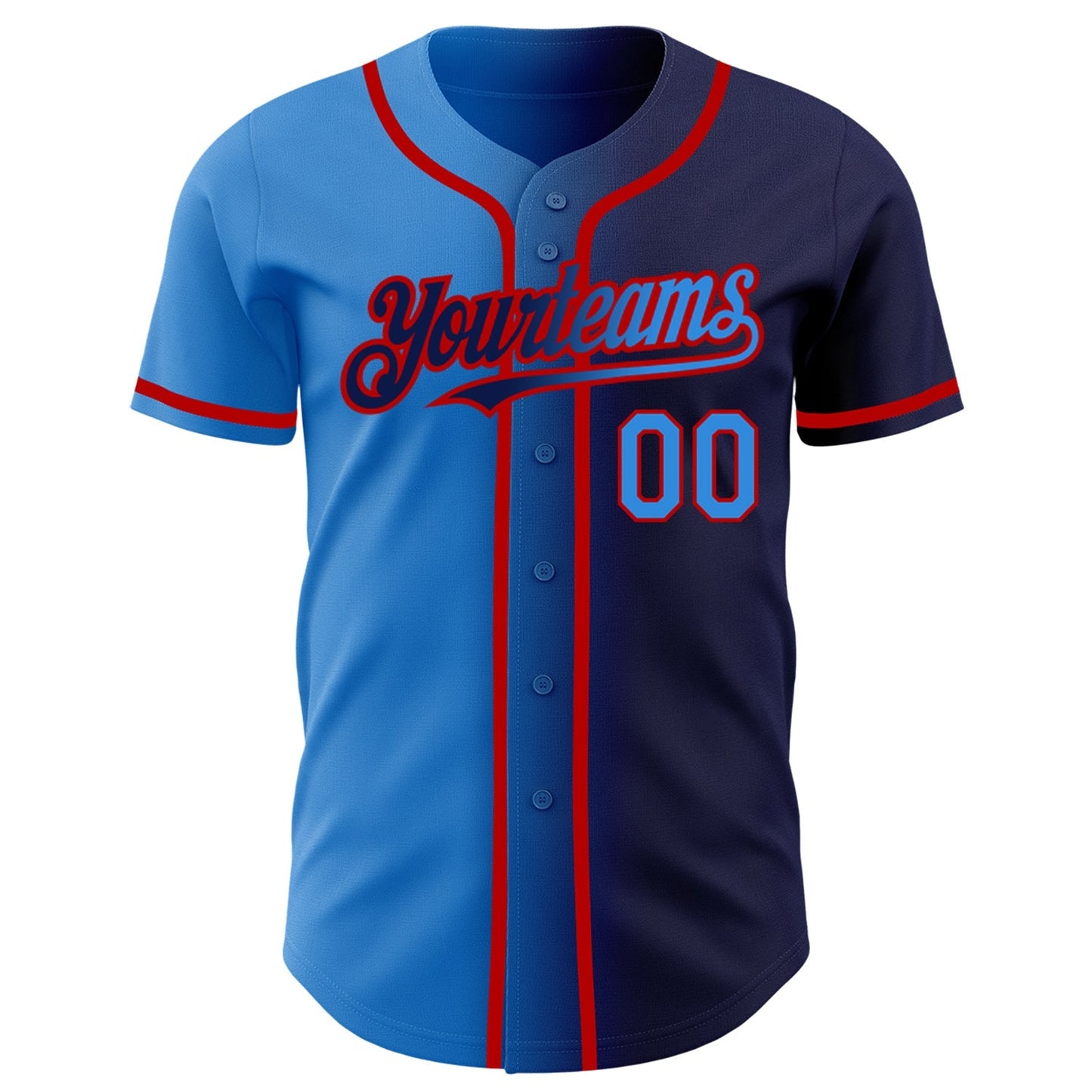 Custom Navy Electric Blue-Red Authentic Gradient Fashion Baseball Jersey baseball jersey product view 2