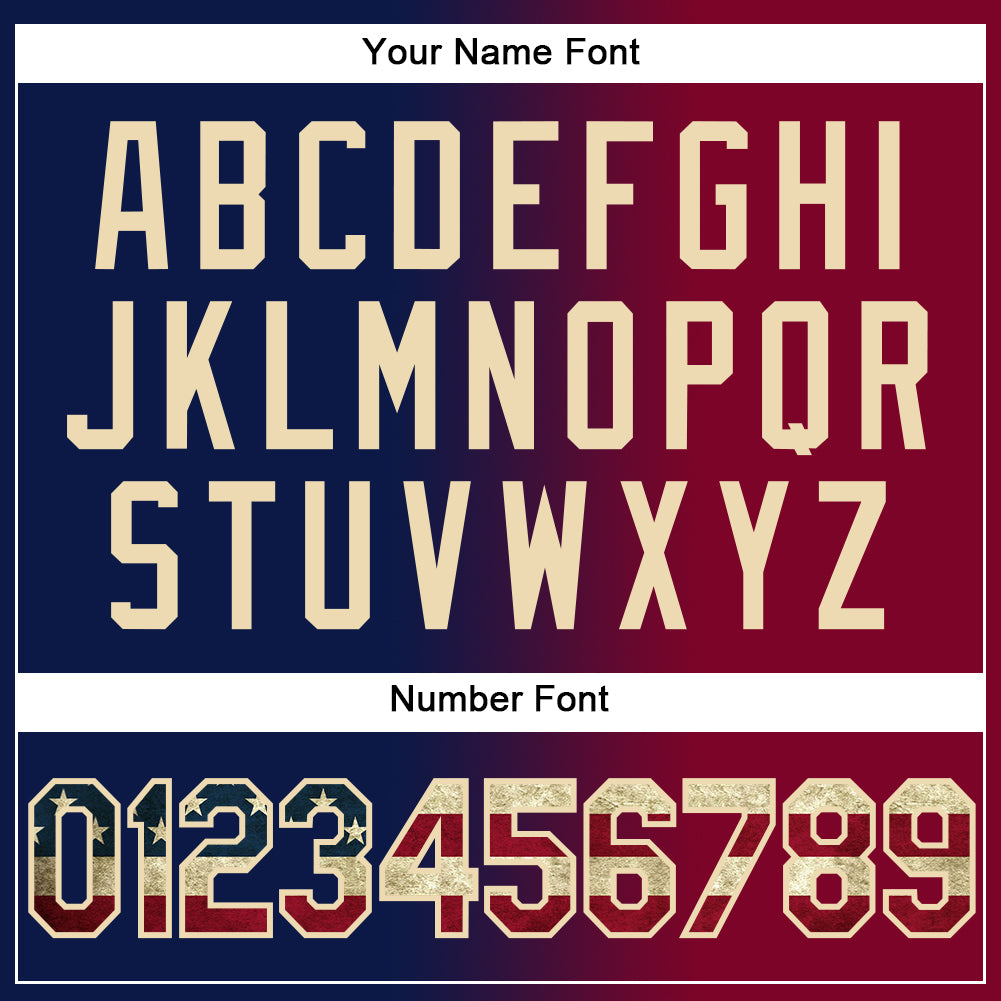 Custom Navy Vintage USA Flag Maroon-City Cream Authentic Gradient Fashion Baseball Jersey baseball jersey product view 5