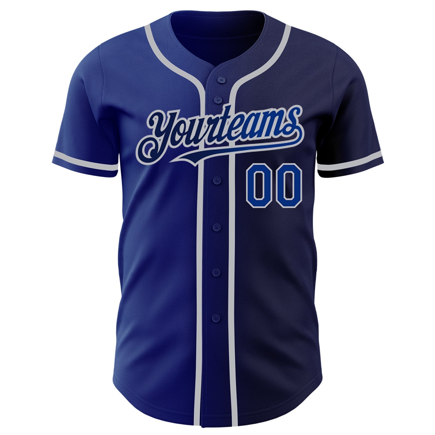 Custom Navy Royal-Gray Authentic Gradient Fashion Baseball Jersey baseball jersey product view 2