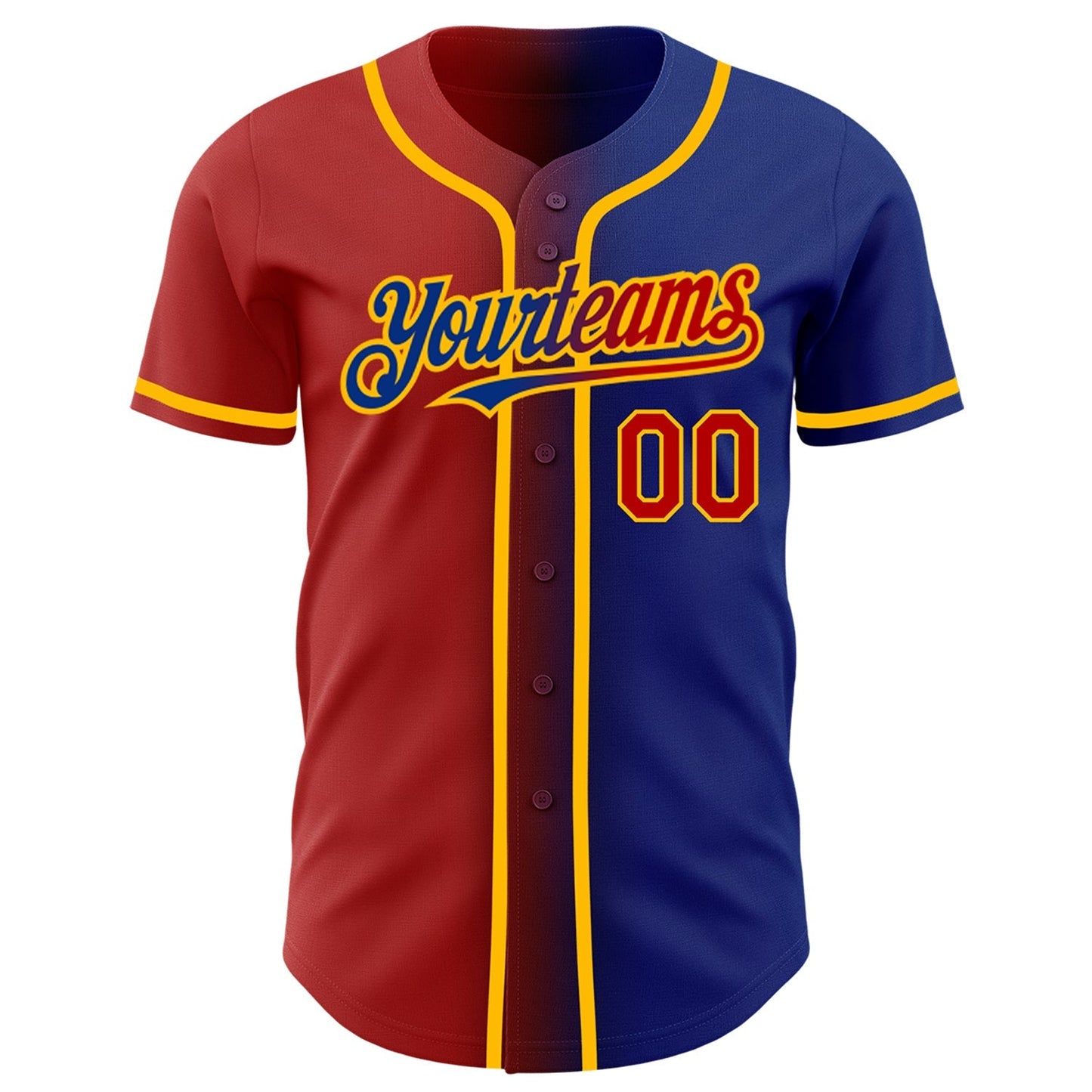 Custom Royal Red-Gold Authentic Gradient Fashion Baseball Jersey baseball jersey product view 2