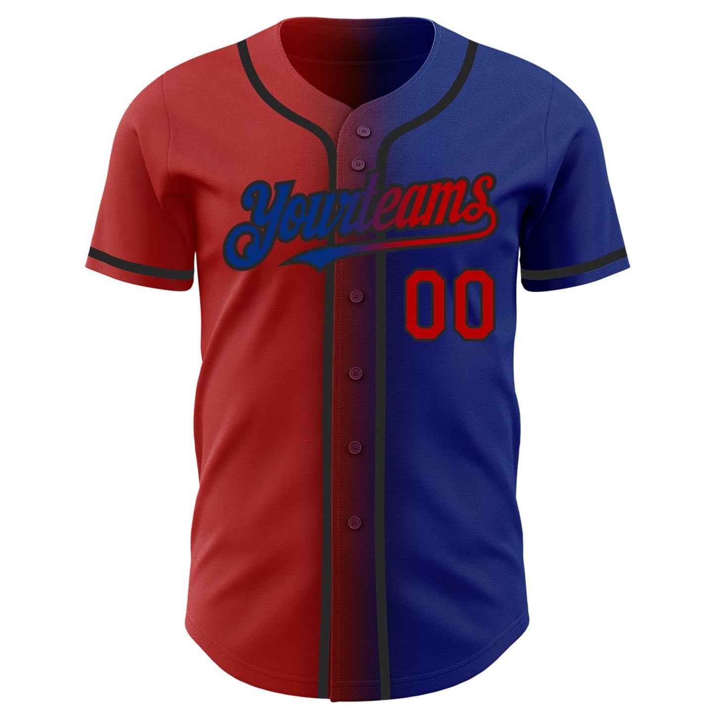 Custom Royal Red-Black Authentic Gradient Fashion Baseball Jersey baseball jersey product view 2