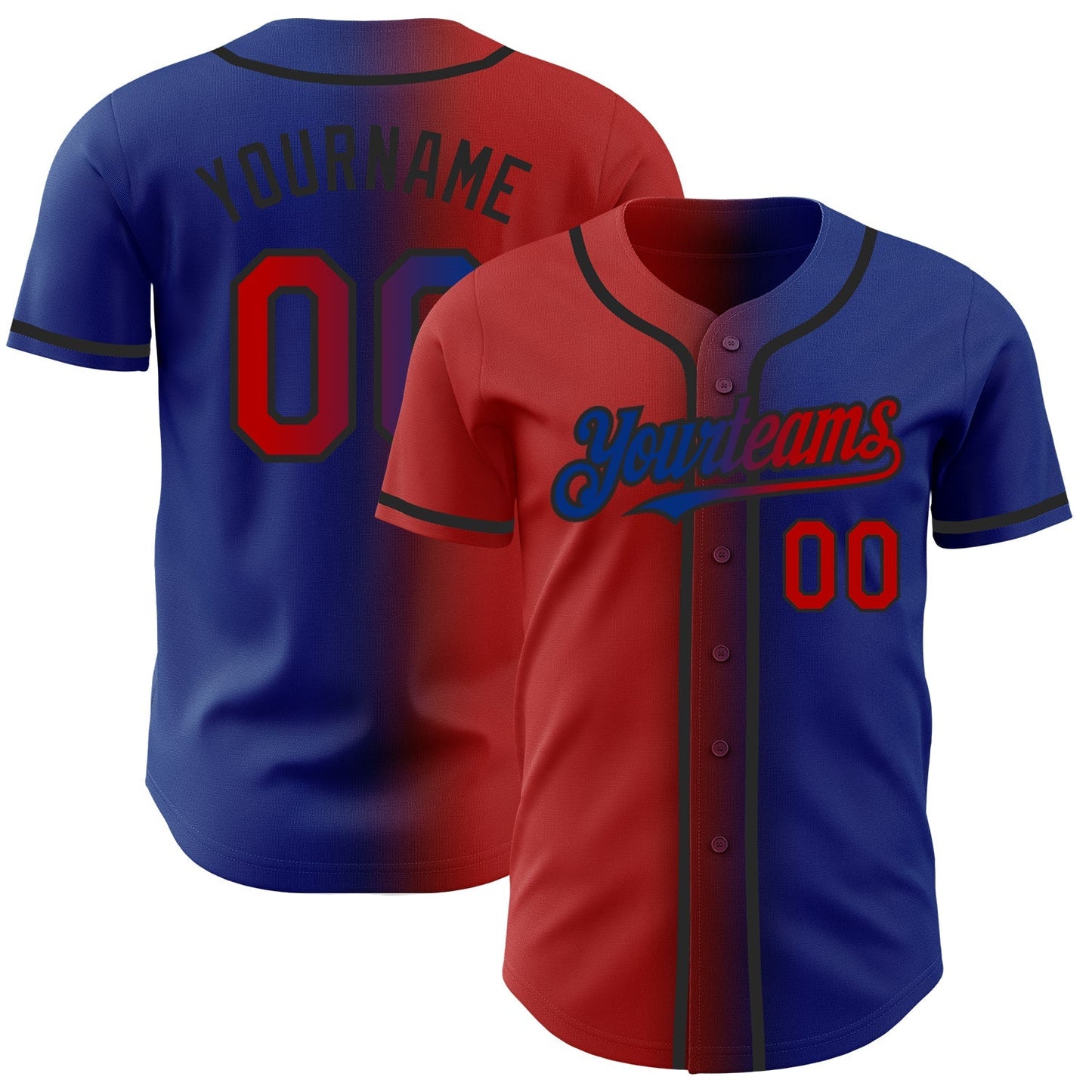 Custom Royal Red-Black Authentic Gradient Fashion Baseball Jersey baseball jersey product view 1
