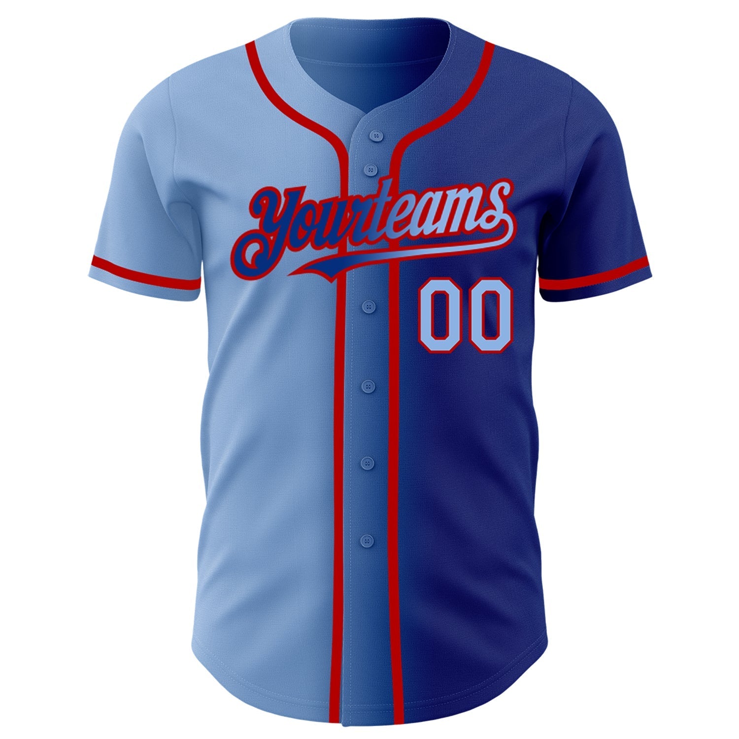 Custom Royal Light Blue-Red Authentic Gradient Fashion Baseball Jersey baseball jersey product view 2