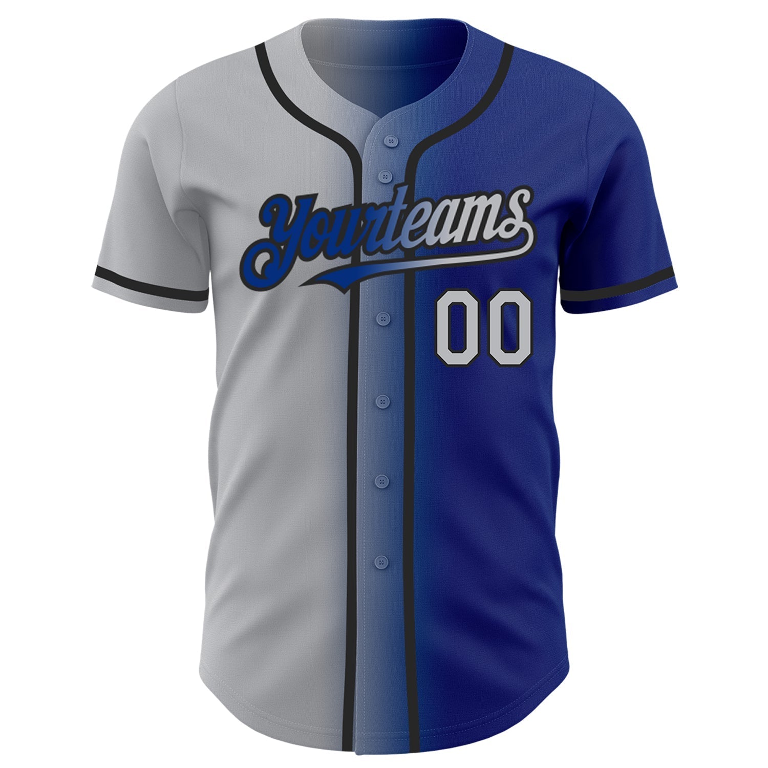 Custom Royal Gray-Black Authentic Gradient Fashion Baseball Jersey baseball jersey product view 2
