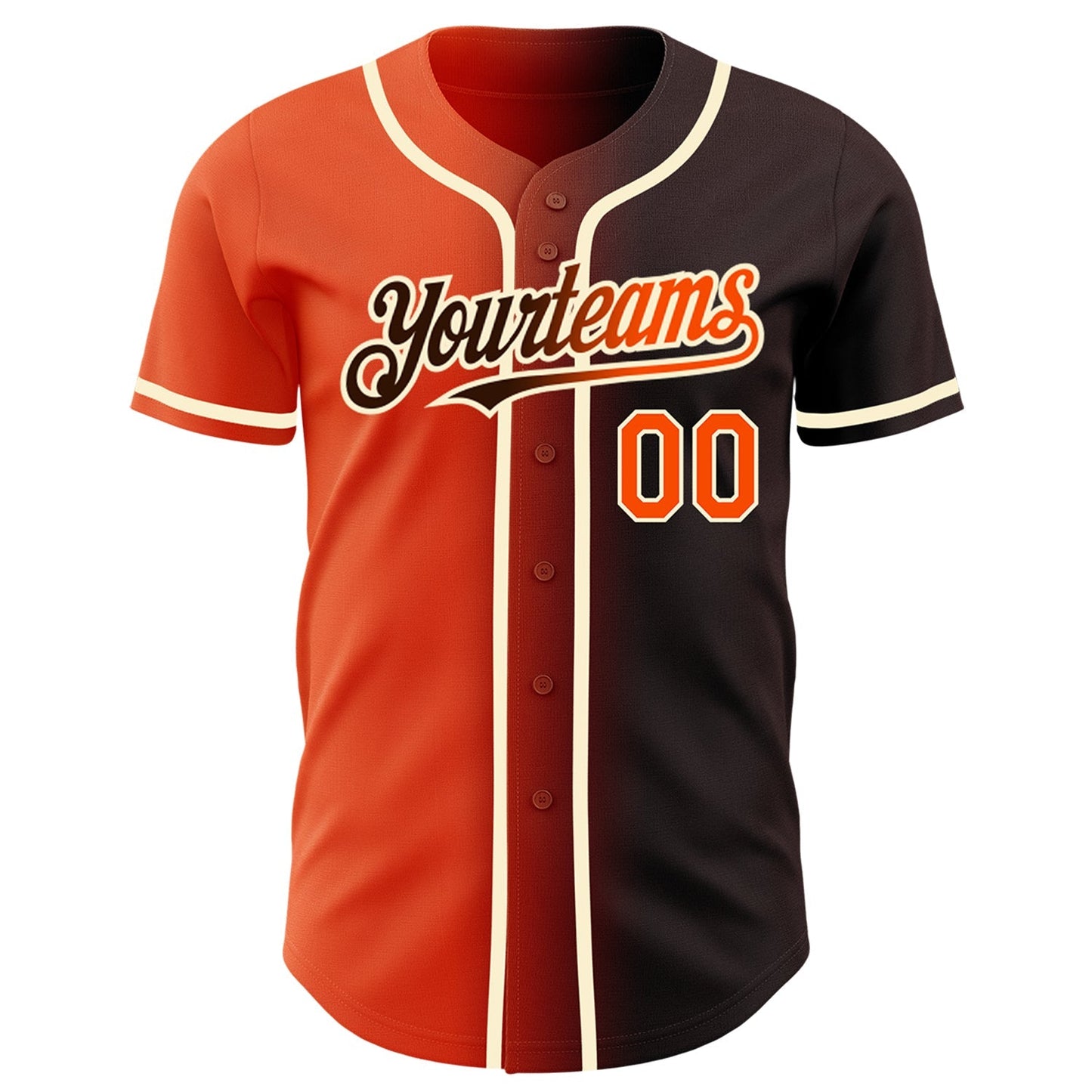 Custom Brown Orange-Cream Authentic Gradient Fashion Baseball Jersey baseball jersey product view 2