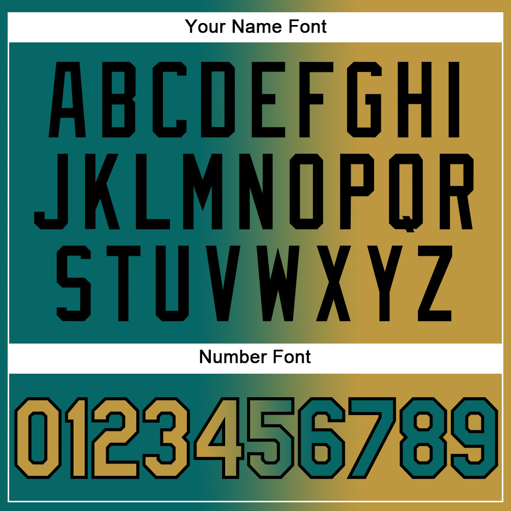 Custom Teal Old Gold-Black Authentic Gradient Fashion Baseball Jersey baseball jersey product view 5