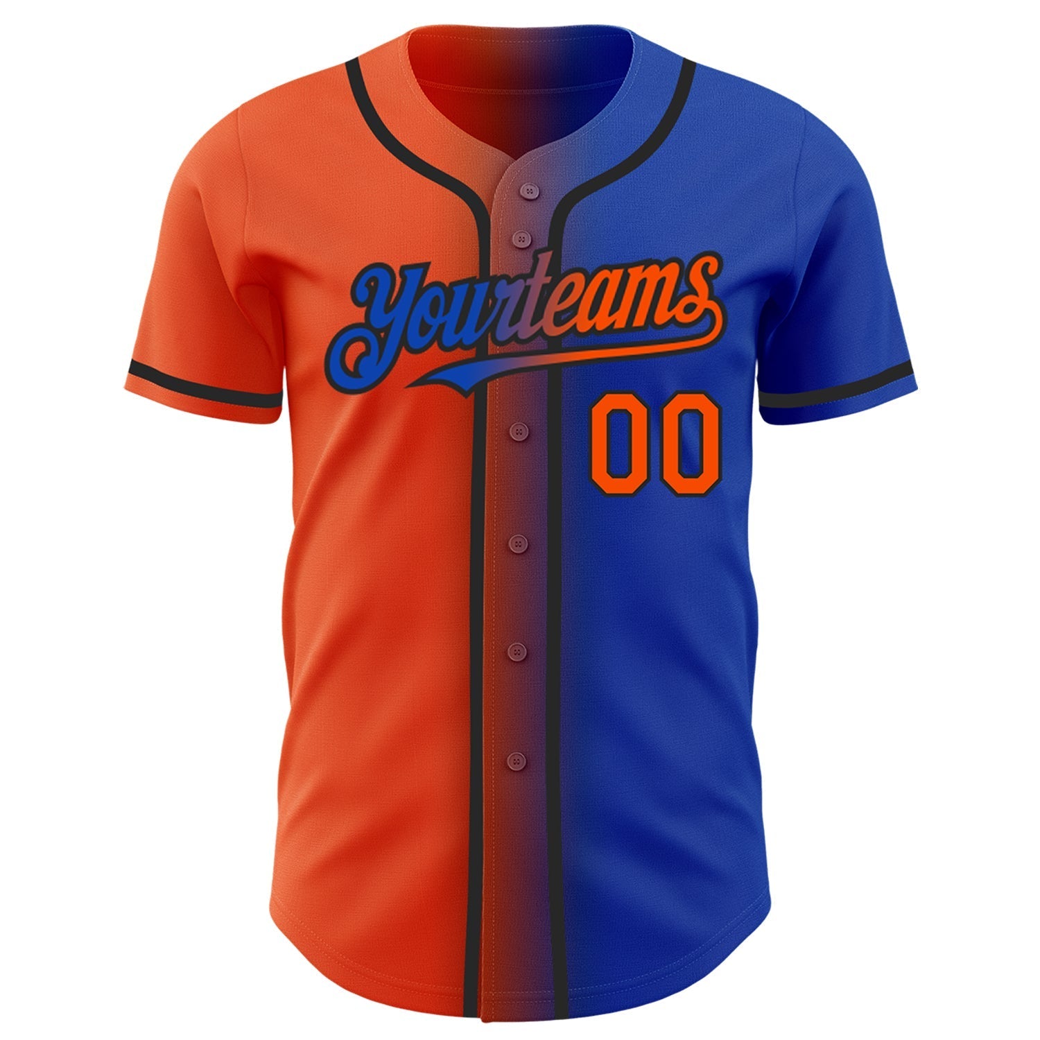 Custom Thunder Blue Orange-Black Authentic Gradient Fashion Baseball Jersey baseball jersey product view 3