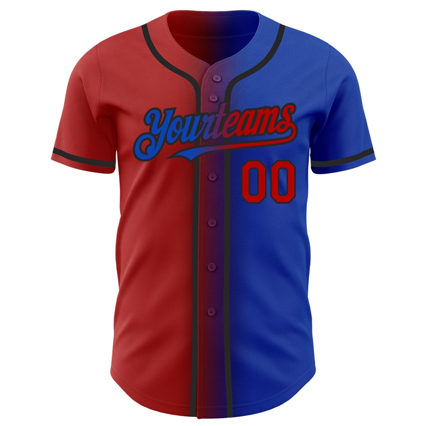 Custom Thunder Blue Red-Black Authentic Gradient Fashion Baseball Jersey baseball jersey product view 2