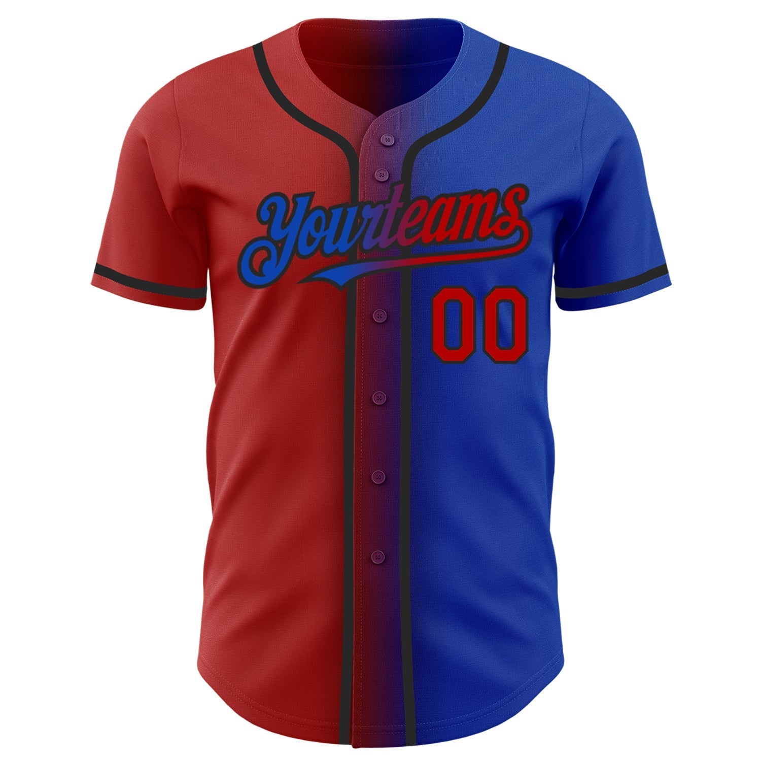 Custom Thunder Blue Red-Black Authentic Gradient Fashion Baseball Jersey baseball jersey product view 2