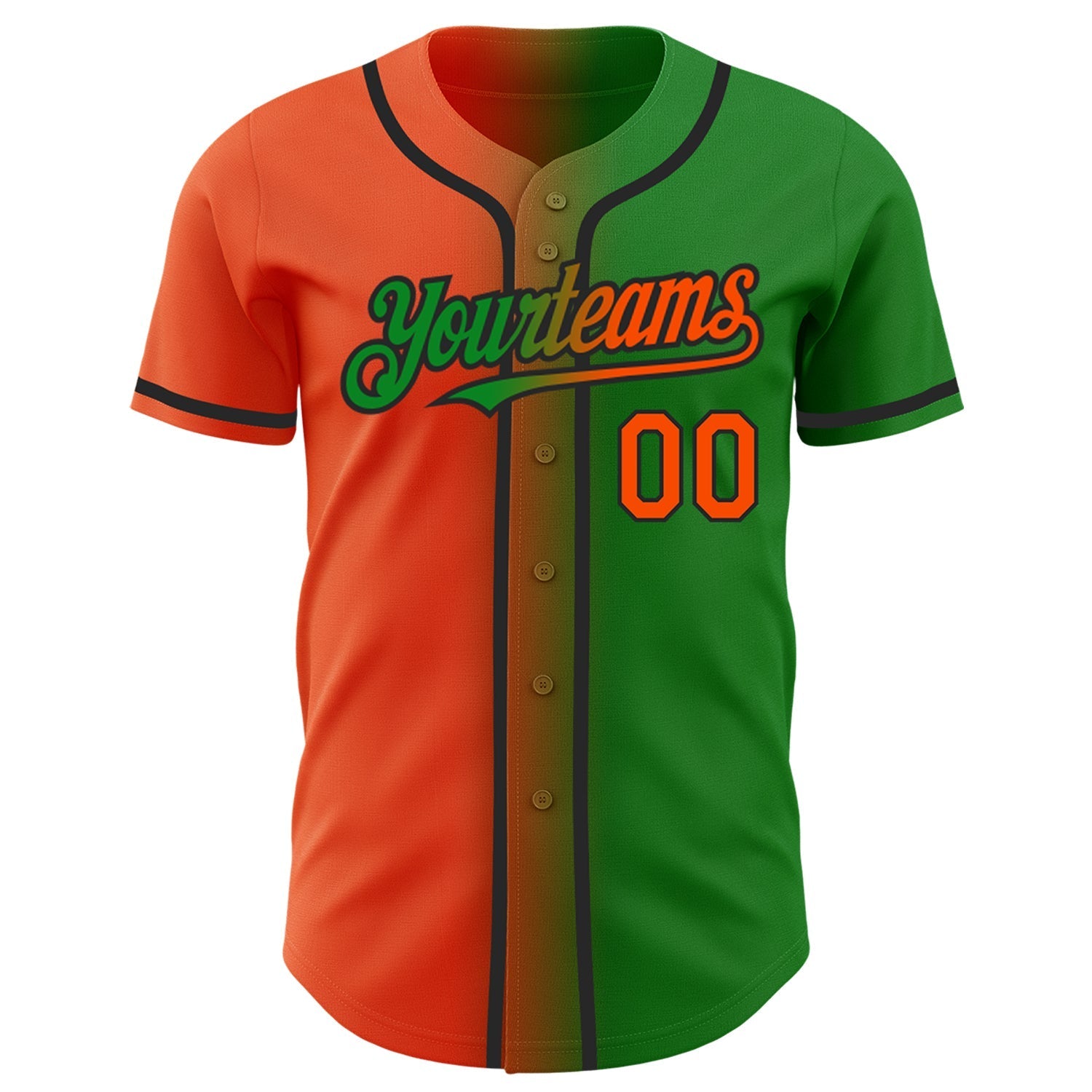 Custom Grass Green Orange-Black Authentic Gradient Fashion Baseball Jersey baseball jersey product view 3
