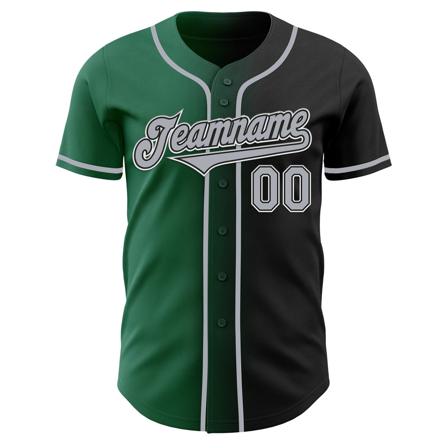 Custom Black Gray-Kelly Green Authentic Gradient Fashion Baseball Jersey baseball jersey product view 2