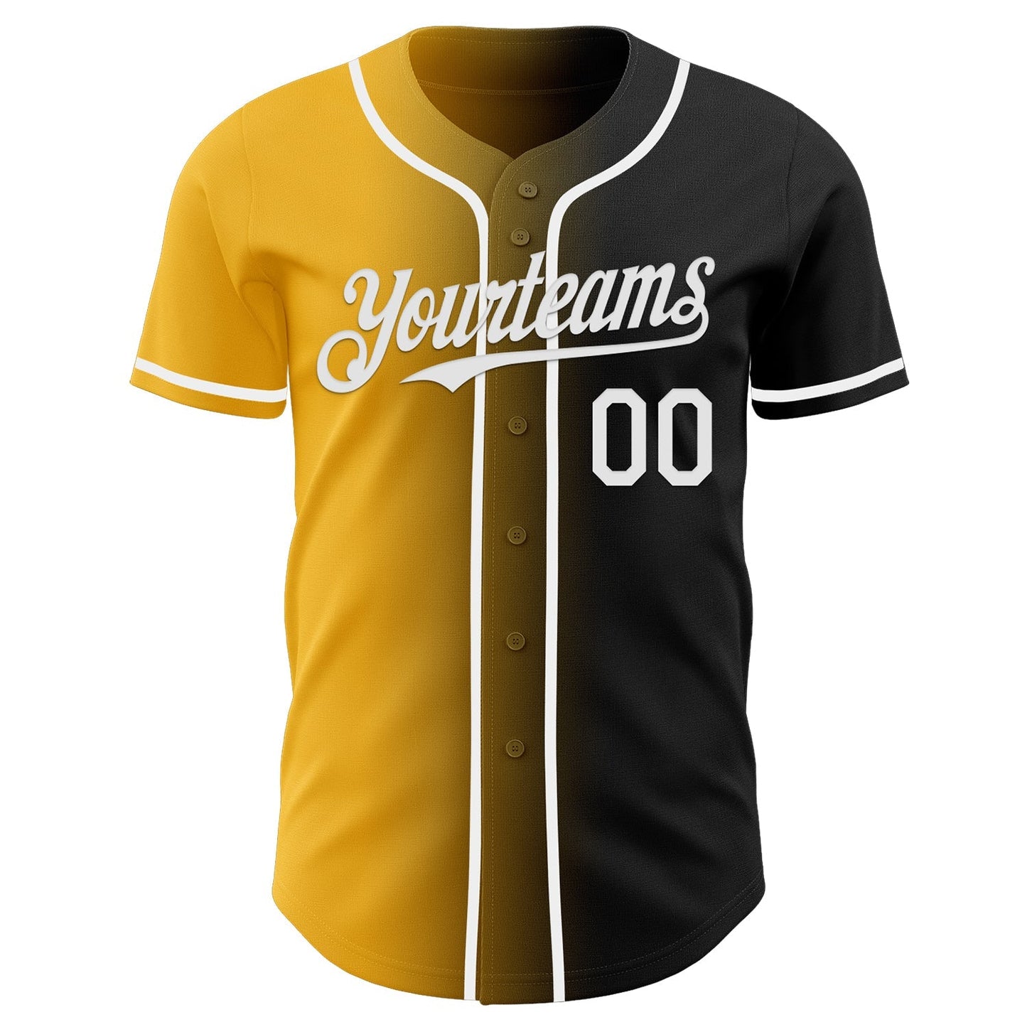 Custom Black White-Gold Authentic Gradient Fashion Baseball Jersey baseball jersey product view 2