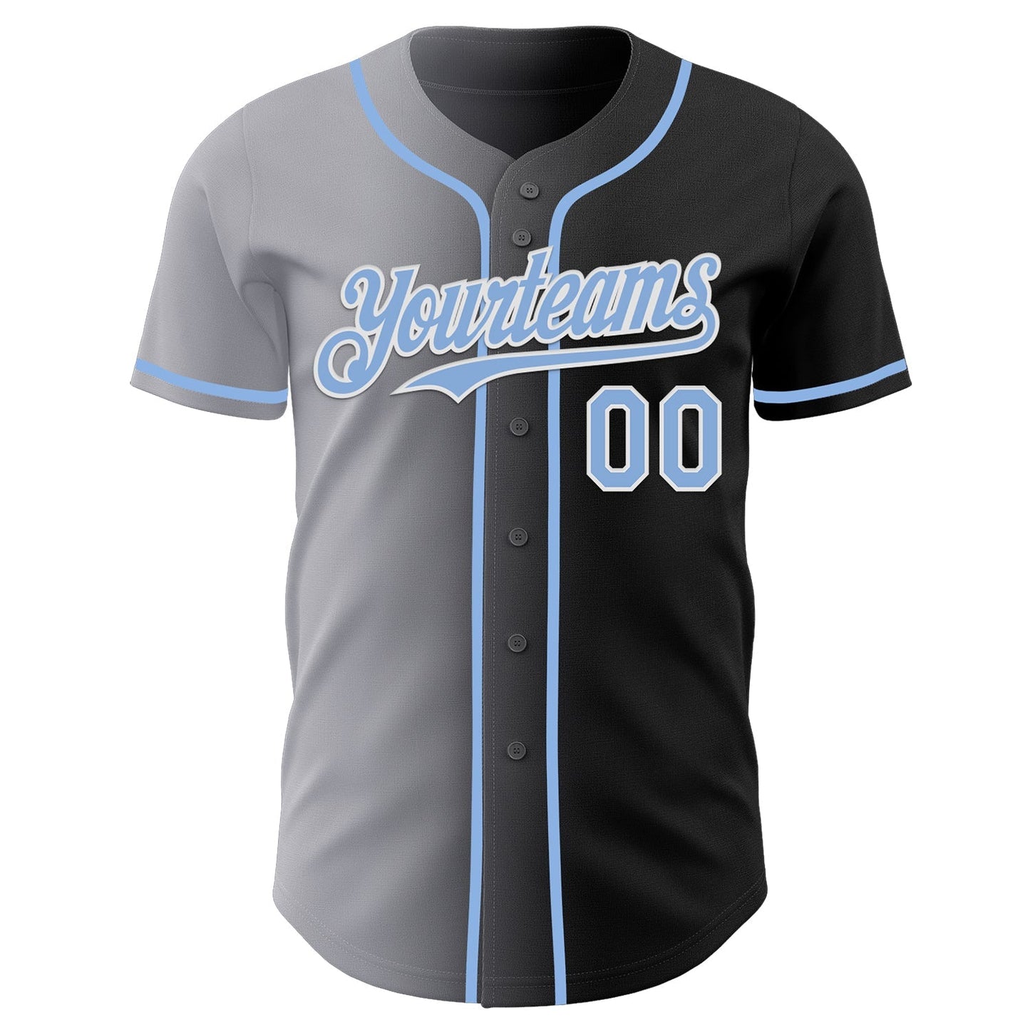 Custom Black Light Blue Gray-White Authentic Gradient Fashion Baseball Jersey baseball jersey product view 2