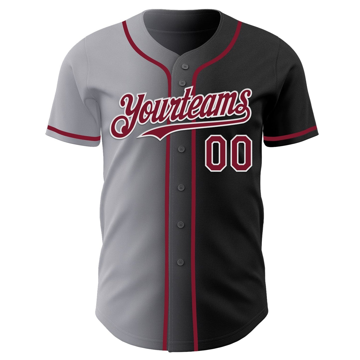 Custom Black Crimson Gray-White Authentic Gradient Fashion Baseball Jersey baseball jersey product view 2