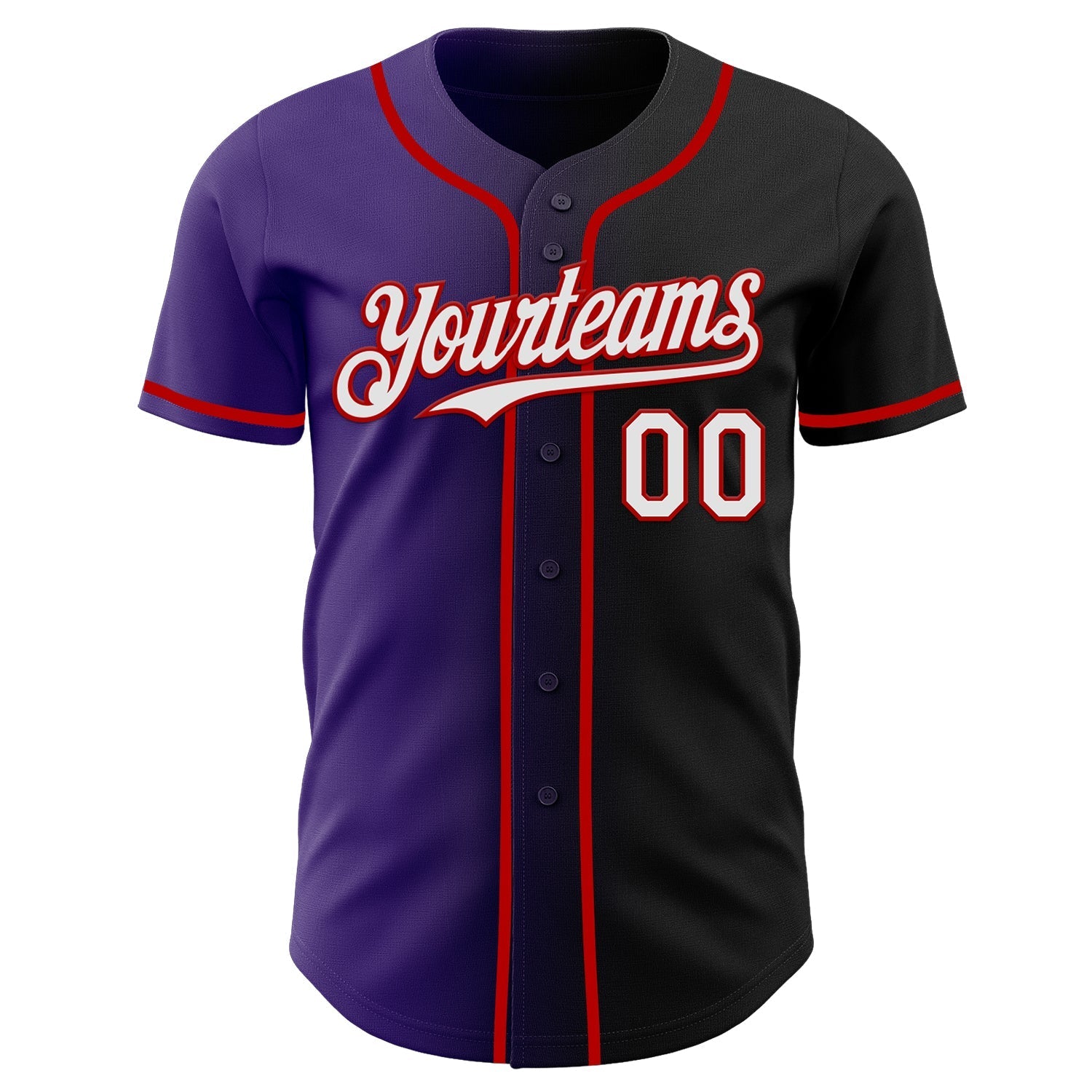 Custom Black White Purple-Red Authentic Gradient Fashion Baseball Jersey baseball jersey product view 2