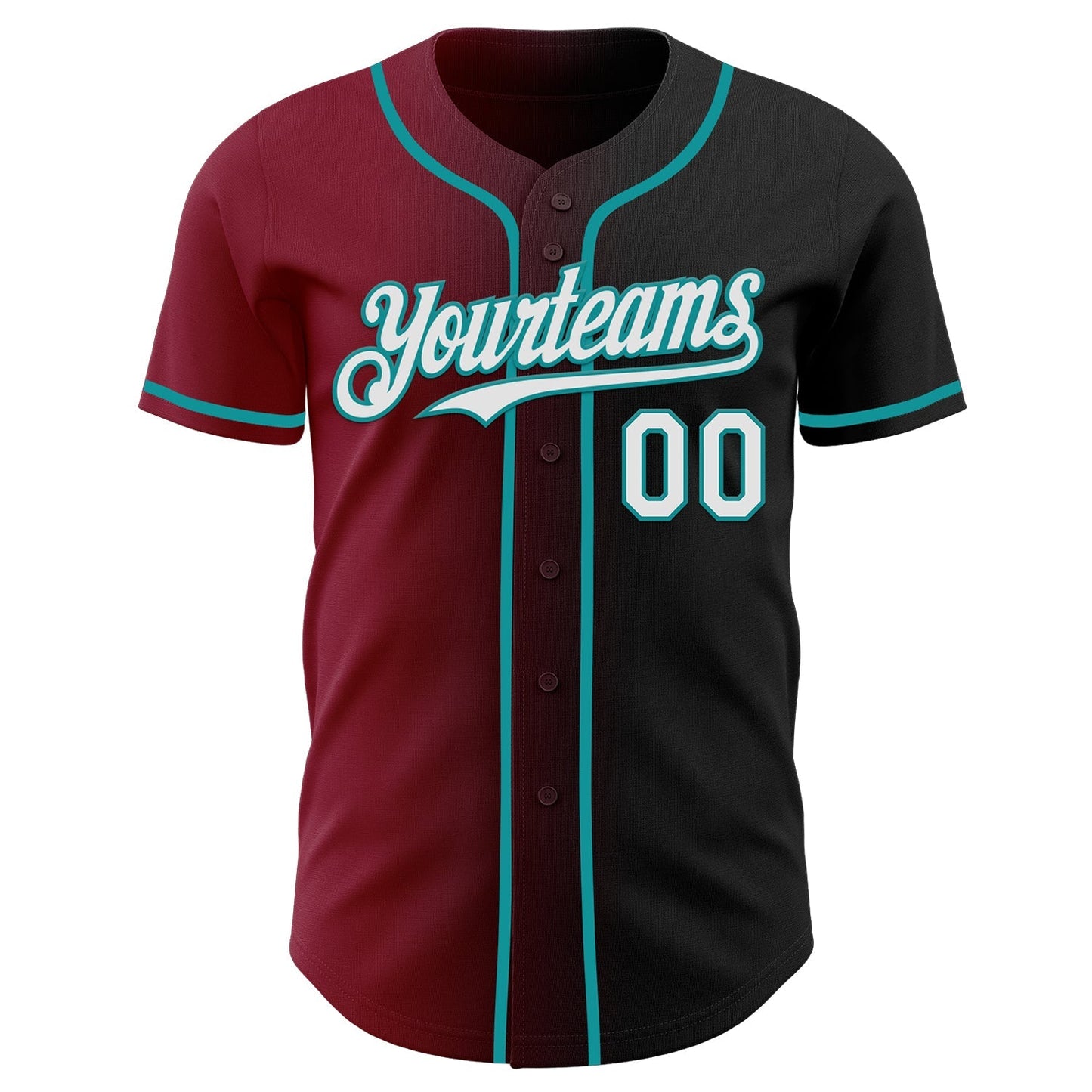 Custom Black White Crimson-Teal Authentic Gradient Fashion Baseball Jersey baseball jersey product view 2