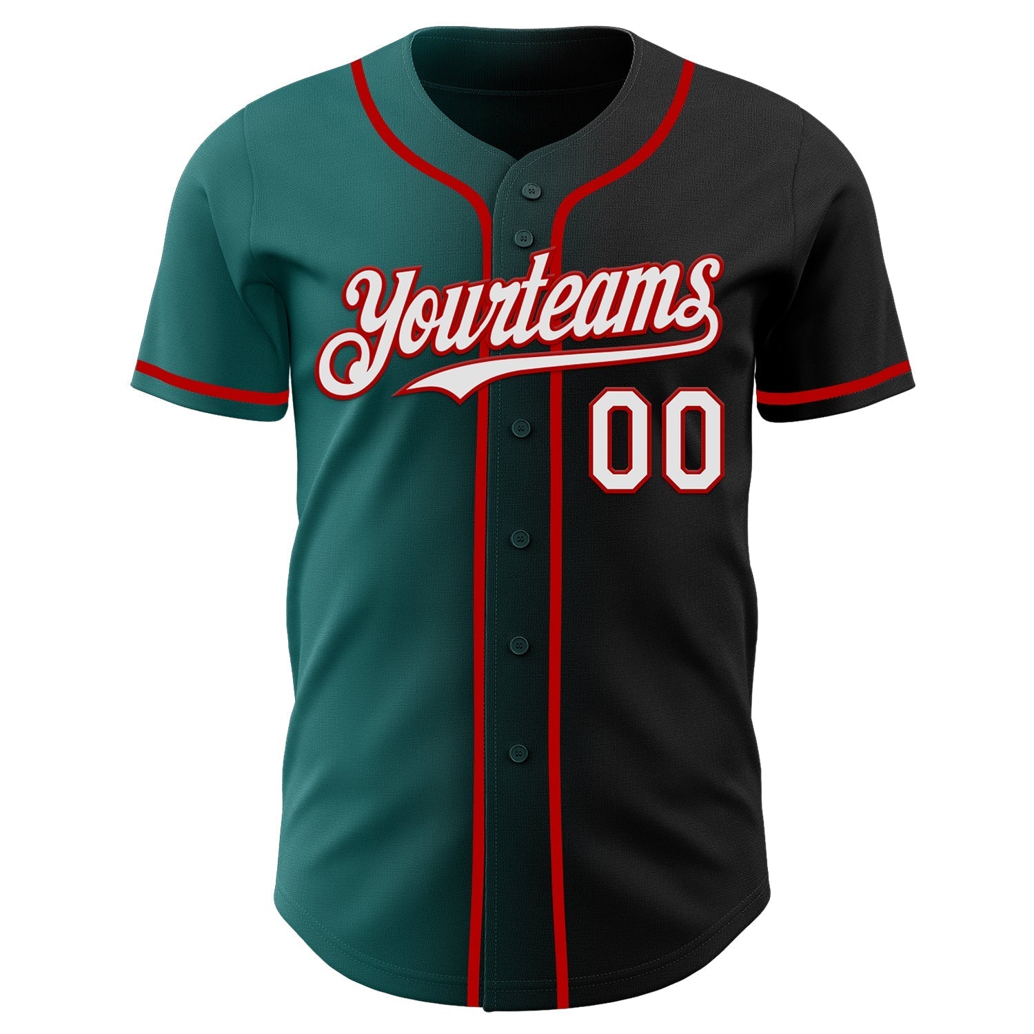 Custom Black White Teal-Red Authentic Gradient Fashion Baseball Jersey baseball jersey product view 2