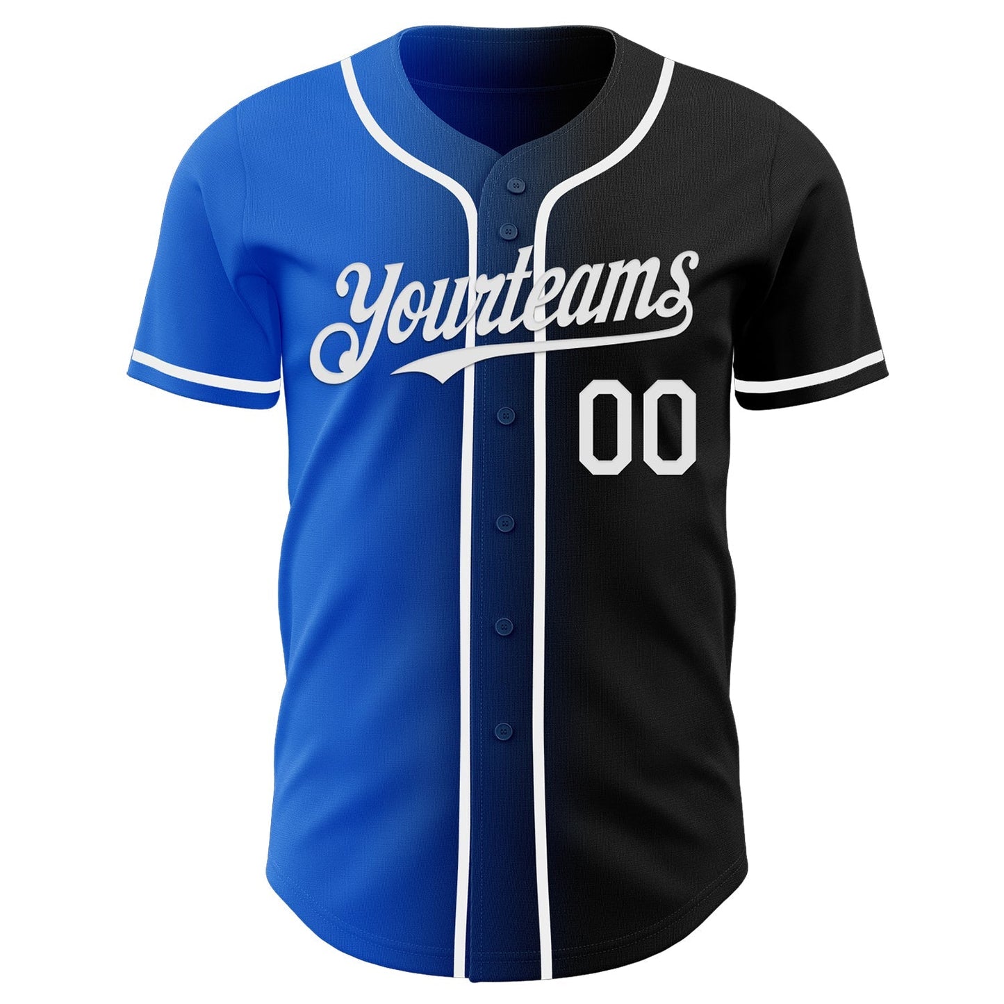 Custom Black White-Thunder Blue Authentic Gradient Fashion Baseball Jersey baseball jersey product view 2