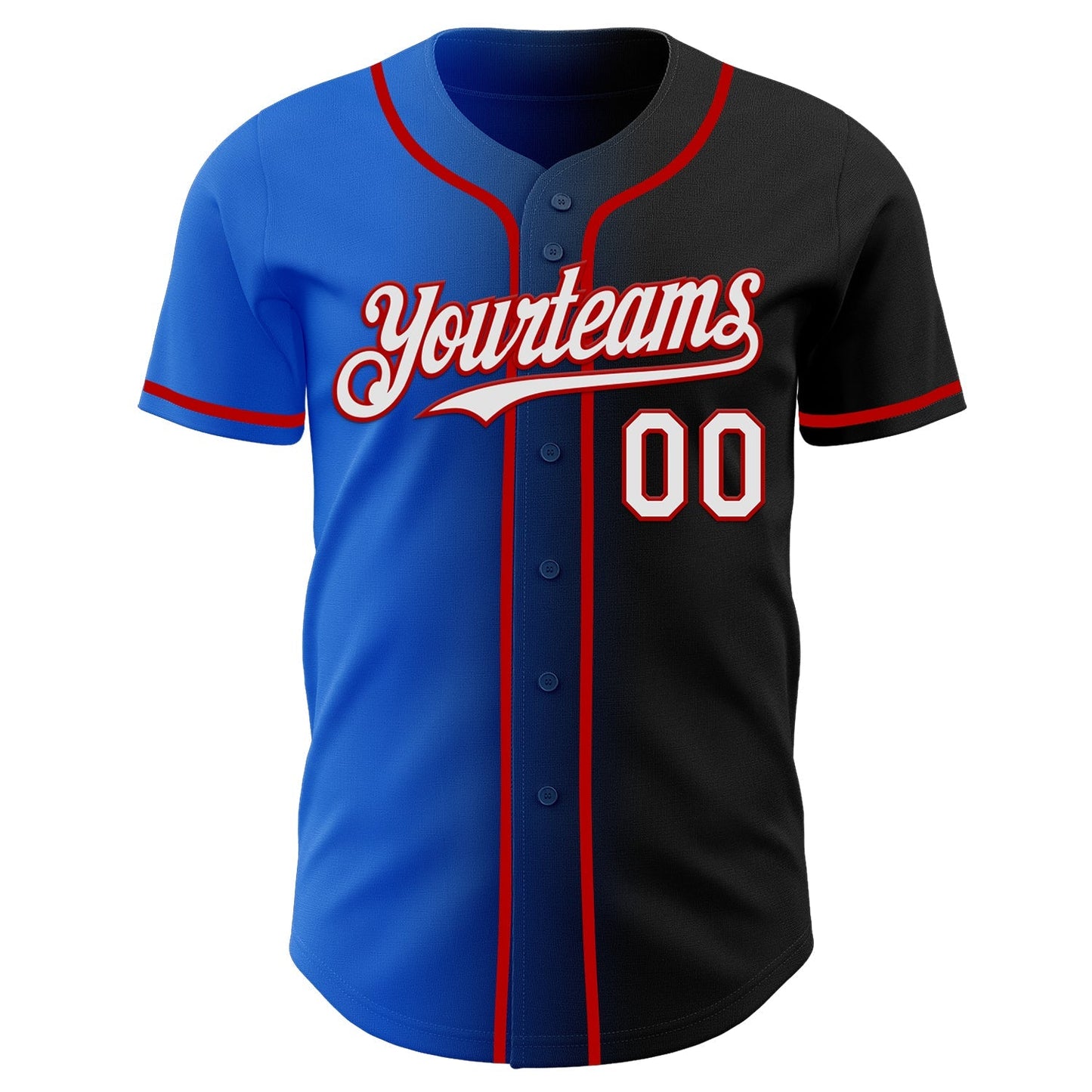 Custom Black White Thunder Blue-Red Authentic Gradient Fashion Baseball Jersey baseball jersey product view 2