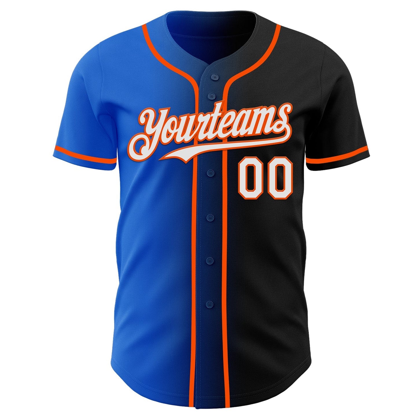 Custom Black White Thunder Blue-Orange Authentic Gradient Fashion Baseball Jersey baseball jersey product view 2