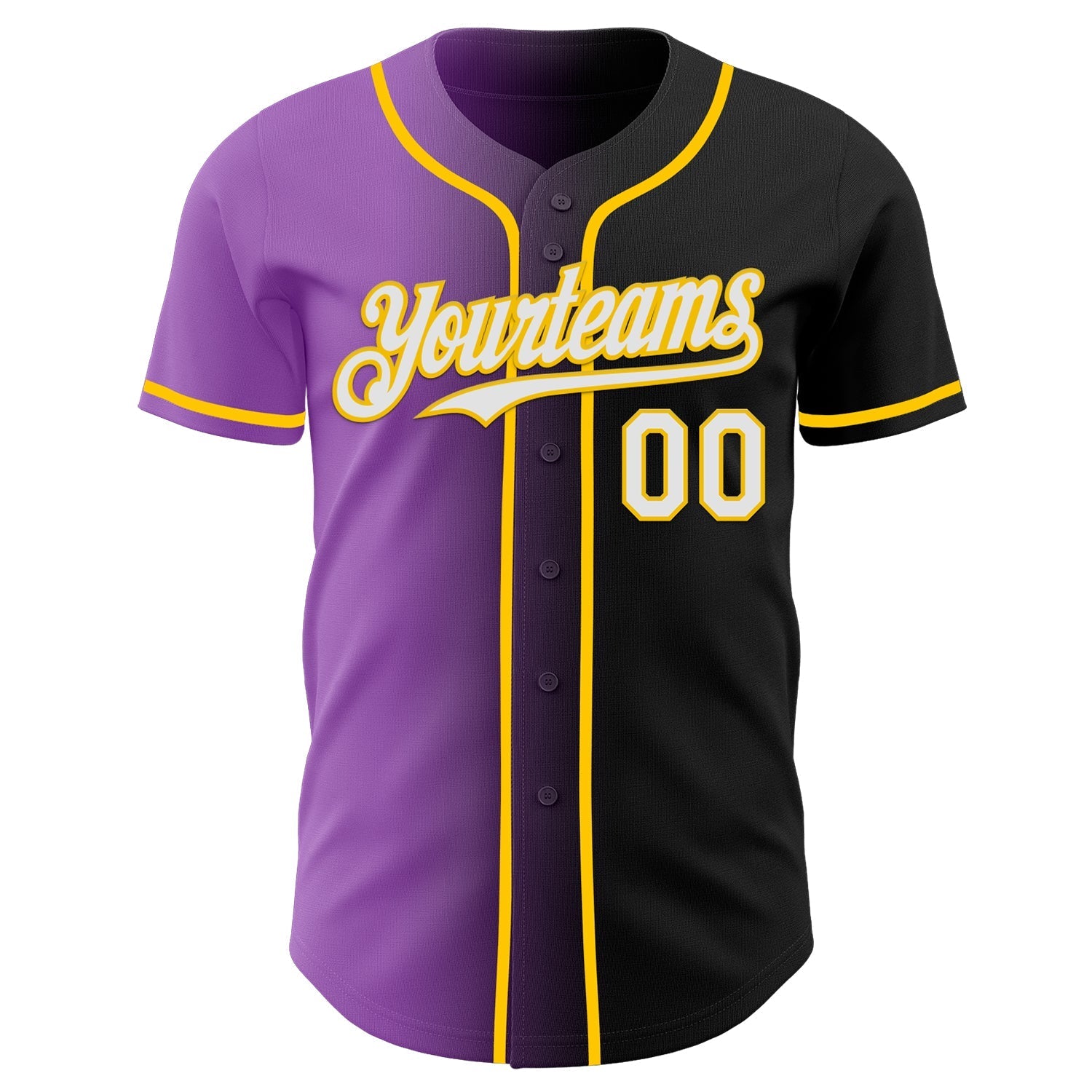 Custom Black White Medium Purple-Yellow Authentic Gradient Fashion Baseball Jersey baseball jersey product view 2
