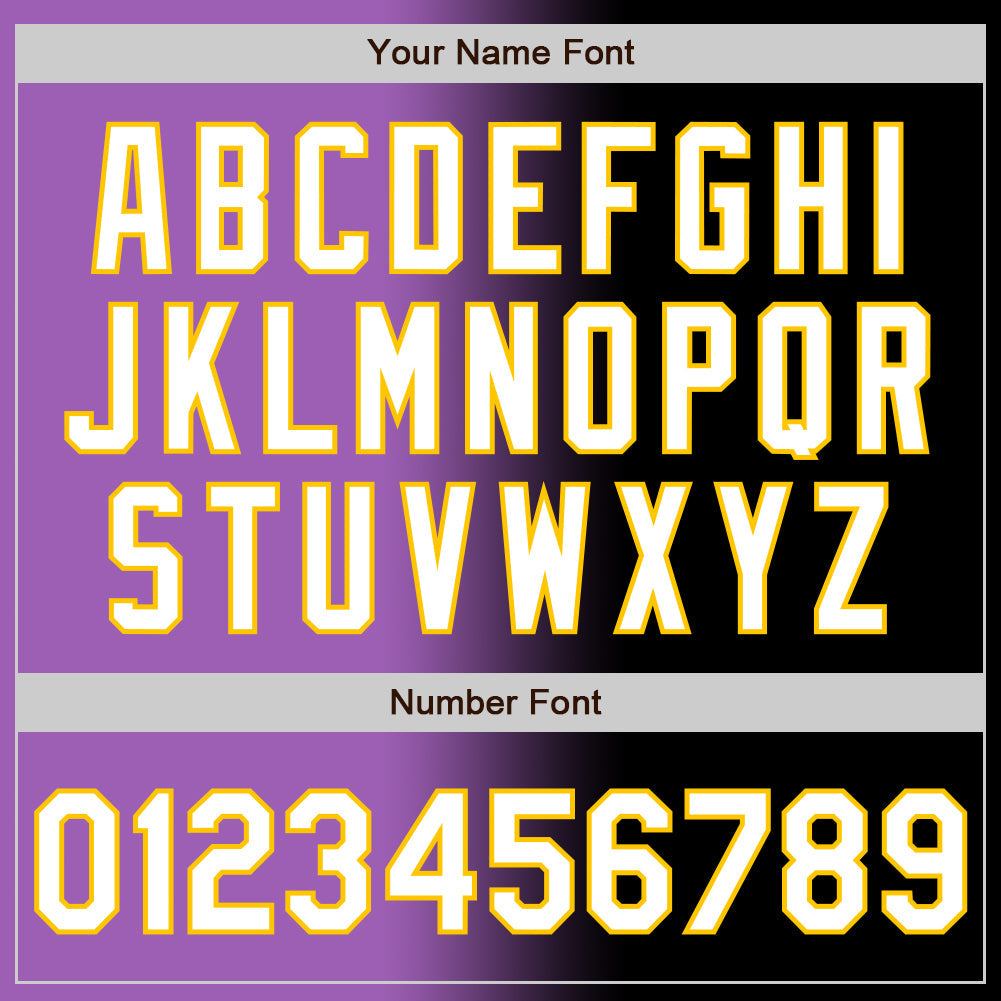 Custom Black White Medium Purple-Yellow Authentic Gradient Fashion Baseball Jersey baseball jersey product view 5