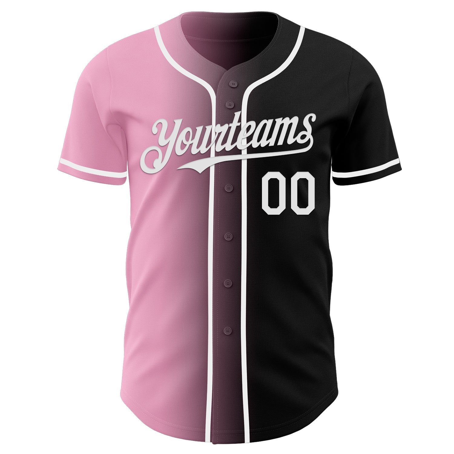 Custom Black White-Light Pink Authentic Gradient Fashion Baseball Jersey baseball jersey product view 2