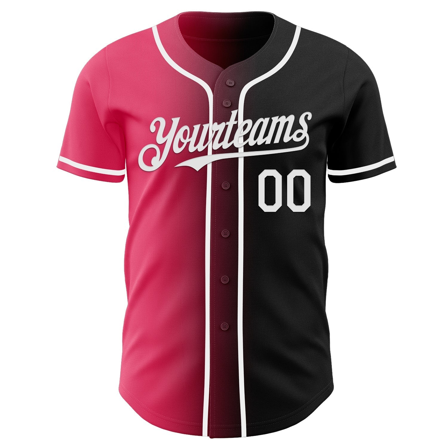 Custom Black White-Neon Pink Authentic Gradient Fashion Baseball Jersey baseball jersey product view 2