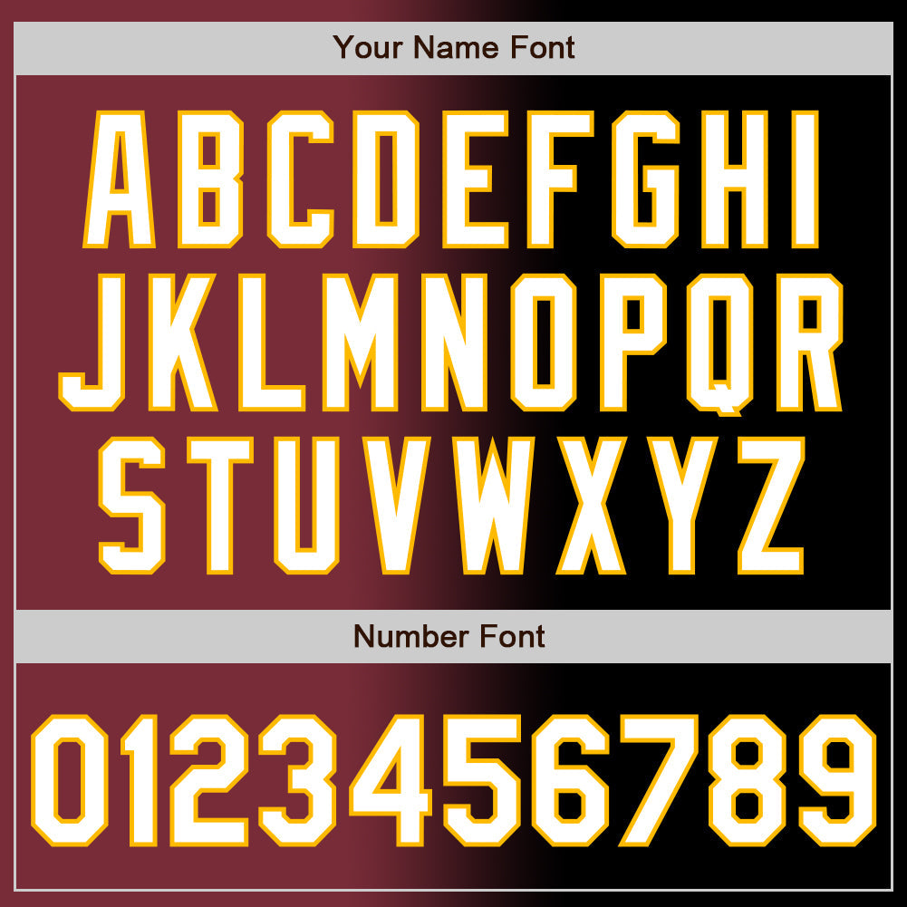 Custom Black White Burgundy-Gold Authentic Gradient Fashion Baseball Jersey baseball jersey product view 5