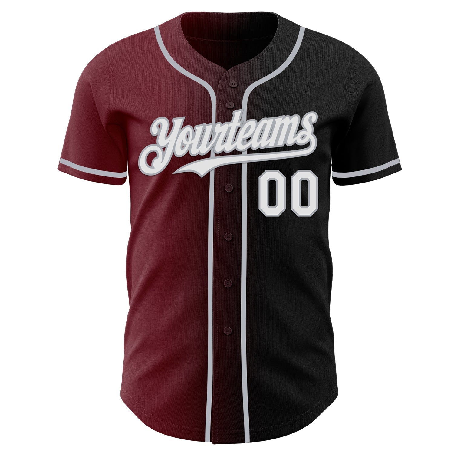 Custom Black White Burgundy-Gray Authentic Gradient Fashion Baseball Jersey baseball jersey product view 2