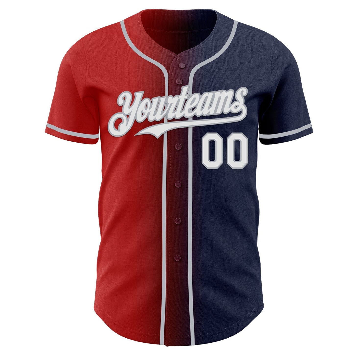 Custom Navy White Red-Gray Authentic Gradient Fashion Baseball Jersey baseball jersey product view 2