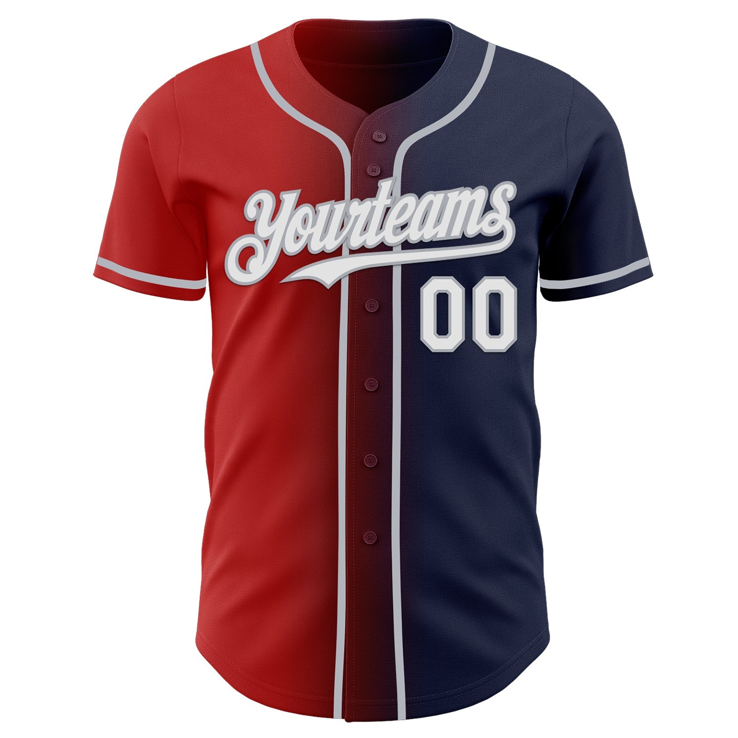 Custom Navy White Red-Gray Authentic Gradient Fashion Baseball Jersey baseball jersey product view 2