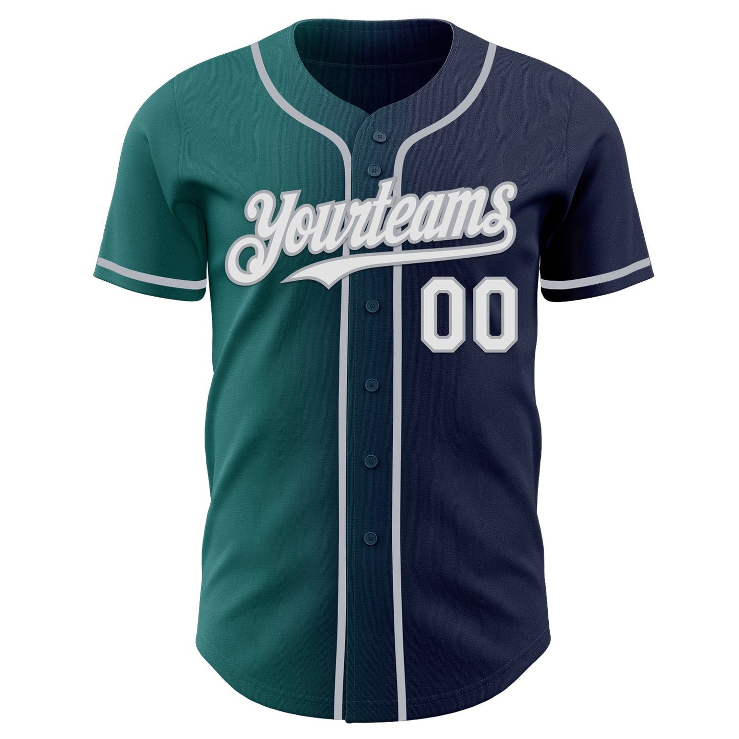 Custom Navy White Teal-Gray Authentic Gradient Fashion Baseball Jersey baseball jersey product view 2
