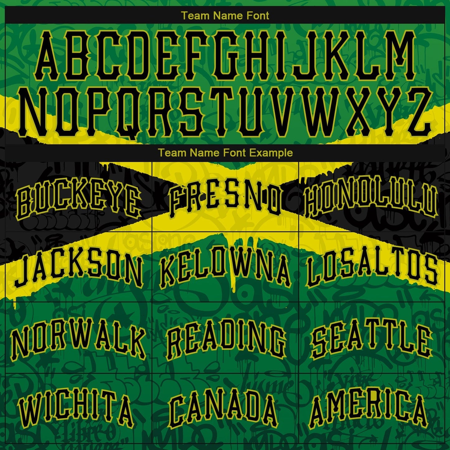 Custom Graffiti Pattern Black-Green 3D Jamaica Authentic Baseball Jersey baseball jersey product view 4