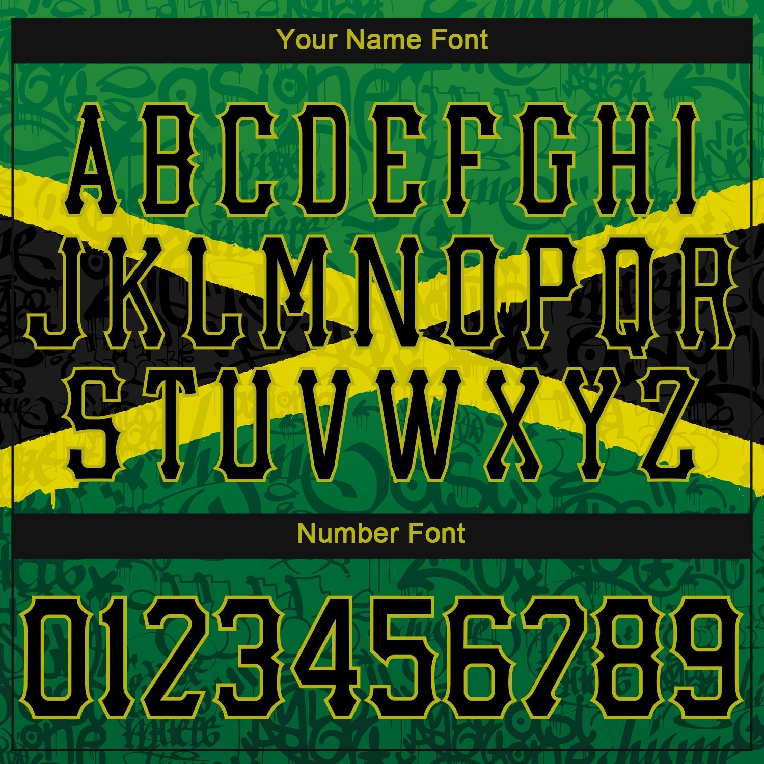Custom Graffiti Pattern Black-Green 3D Jamaica Authentic Baseball Jersey baseball jersey product view 5