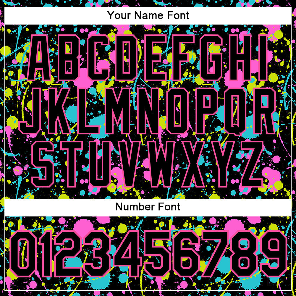 Custom Graffiti Pattern Black-Pink 3D Neon Splatter Authentic Baseball Jersey baseball jersey product view 5