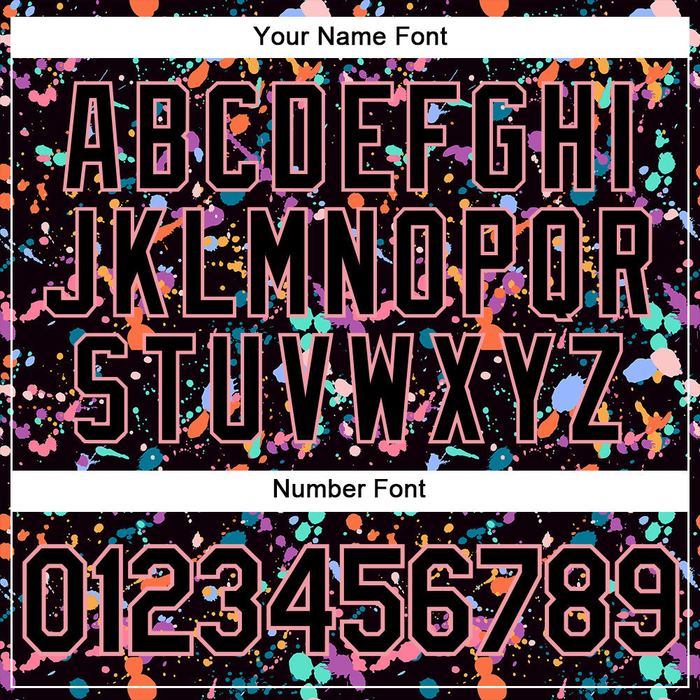 Custom Graffiti Pattern Black-Medium Pink 3D Expressive Splatter Authentic Baseball Jersey baseball jersey product view 5
