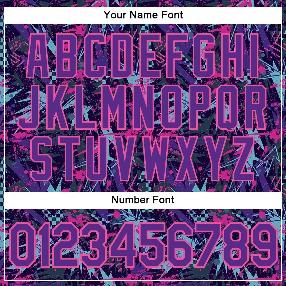 Custom Graffiti Pattern Purple-Pink 3D Creative Geometric Figures And Dots Authentic Baseball Jersey baseball jersey product view 5