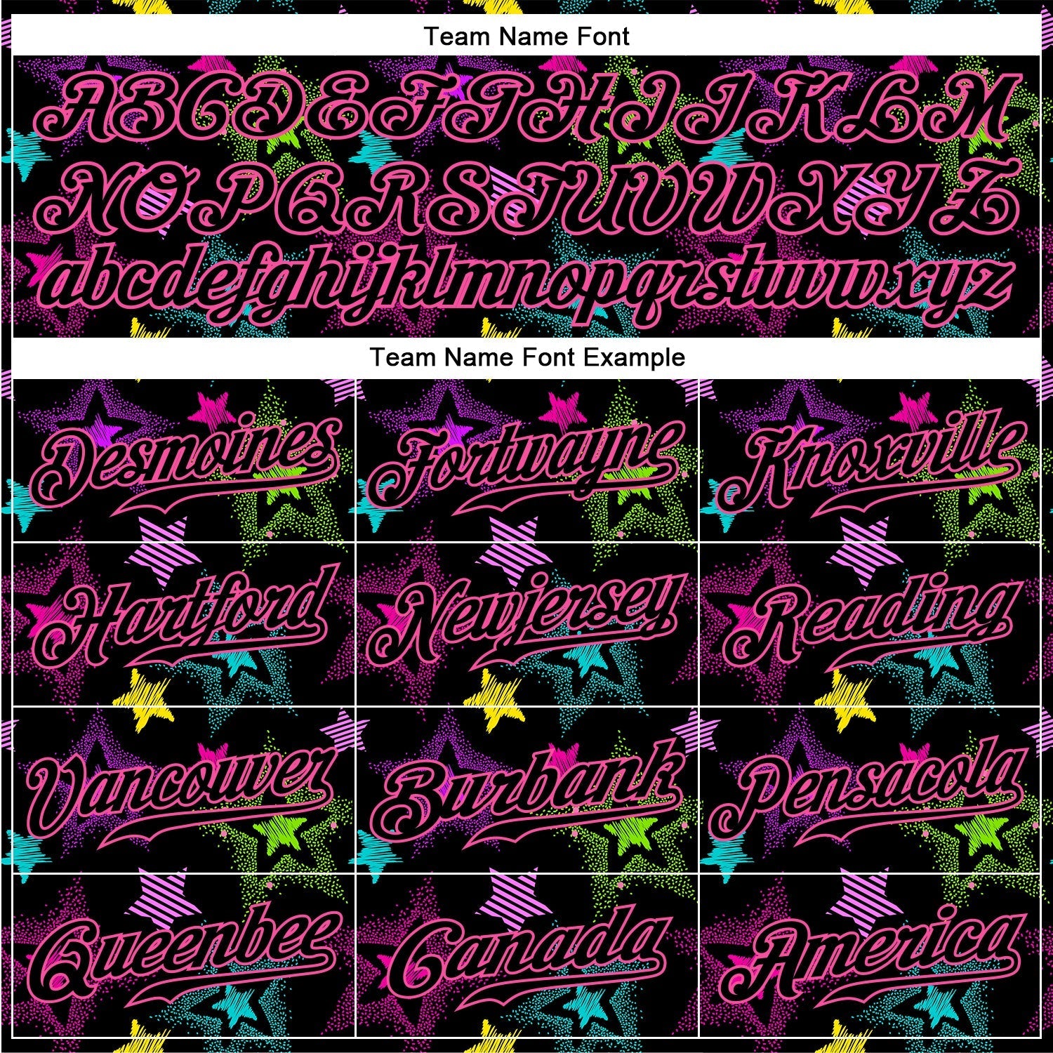 Custom Graffiti Pattern Black-Pink 3D Creative Colorful Stars Authentic Baseball Jersey baseball jersey product view 4