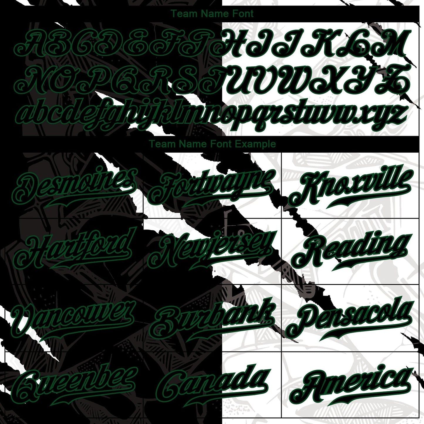 Custom Graffiti Pattern Black-Kelly Green 3D Scratch Authentic Baseball Jersey baseball jersey product view 4