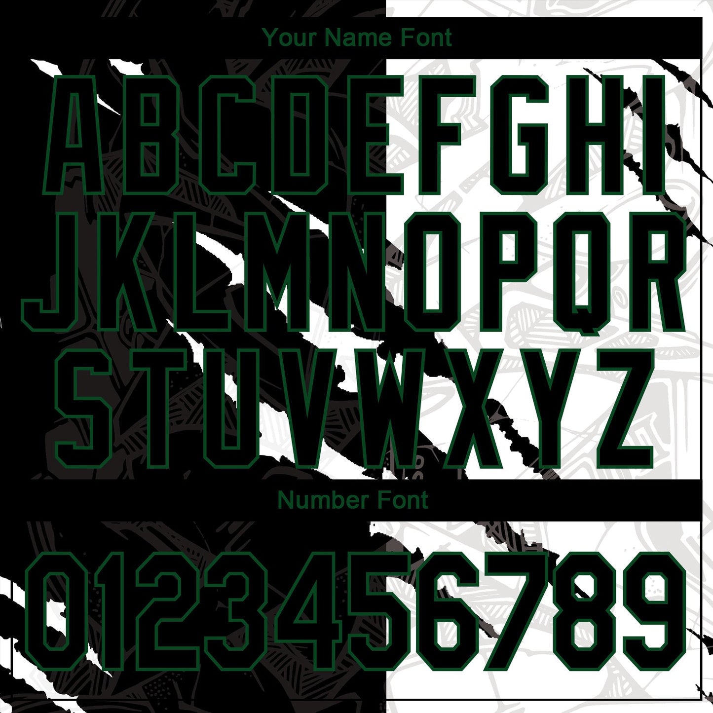 Custom Graffiti Pattern Black-Kelly Green 3D Scratch Authentic Baseball Jersey baseball jersey product view 5