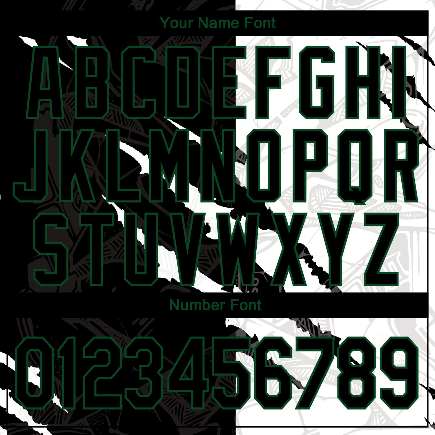 Custom Graffiti Pattern Black-Kelly Green 3D Scratch Authentic Baseball Jersey baseball jersey product view 5