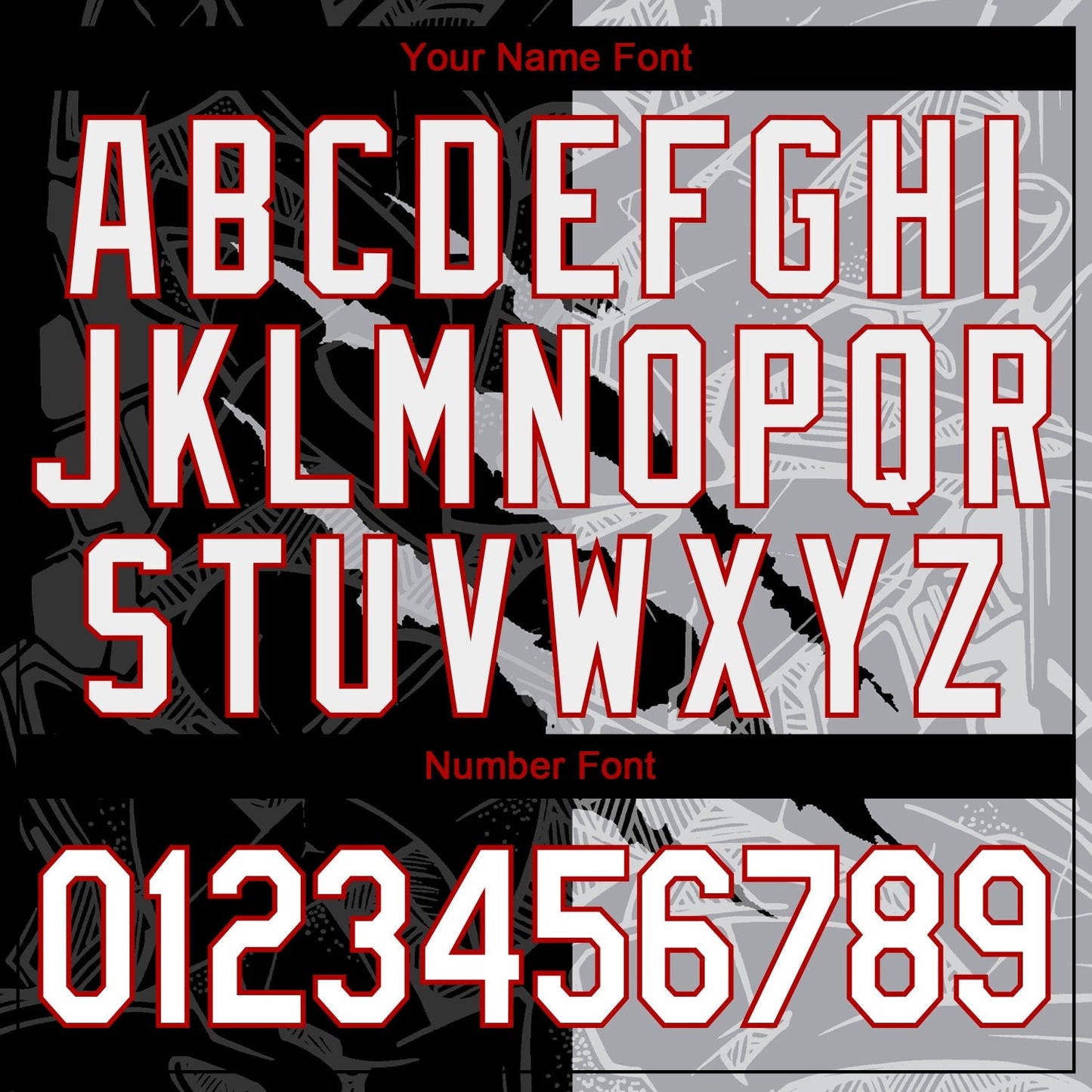 Custom Graffiti Pattern White Gray-Red 3D Scratch Authentic Baseball Jersey baseball jersey product view 5
