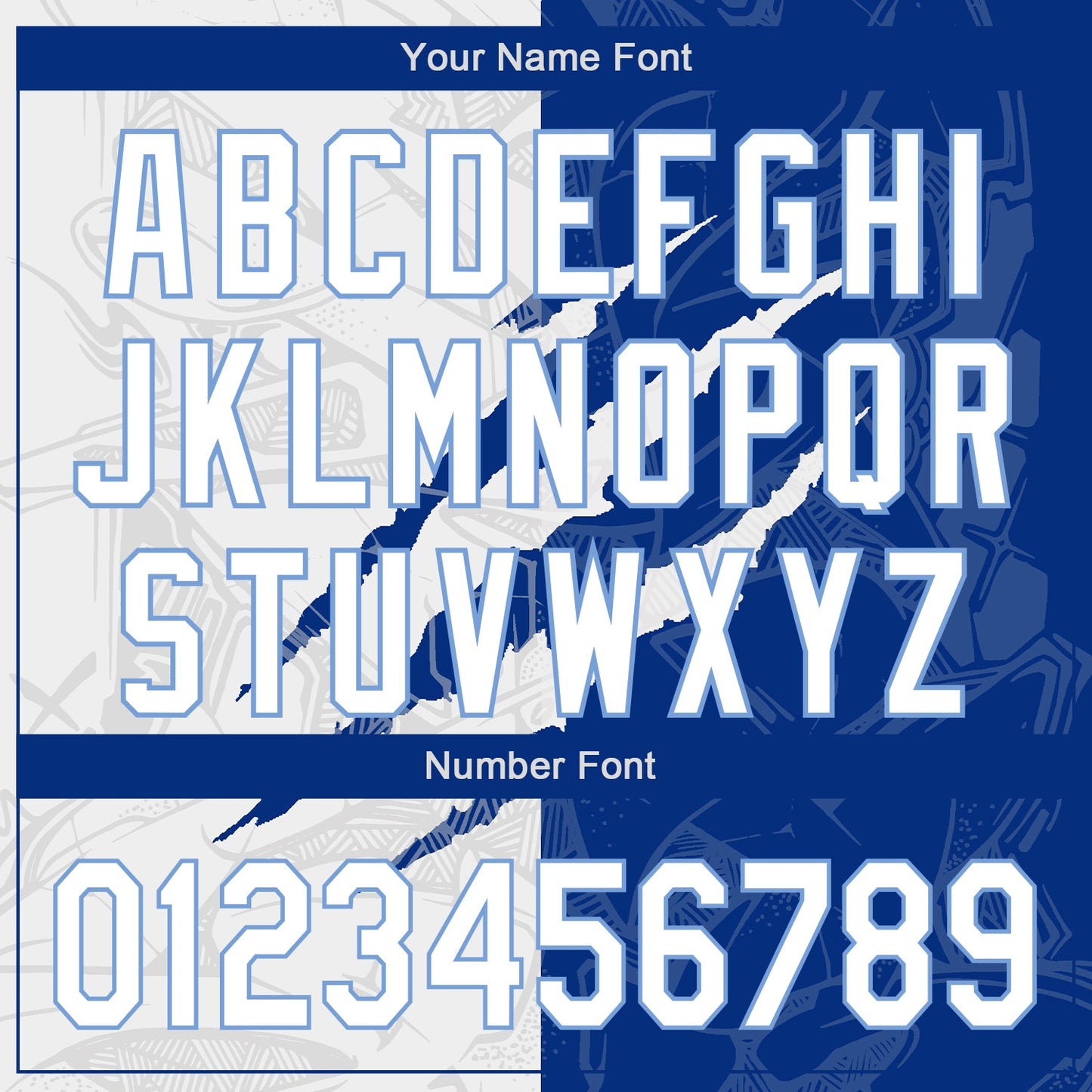 Custom Graffiti Pattern White Royal-Light Blue 3D Scratch Authentic Baseball Jersey baseball jersey product view 5