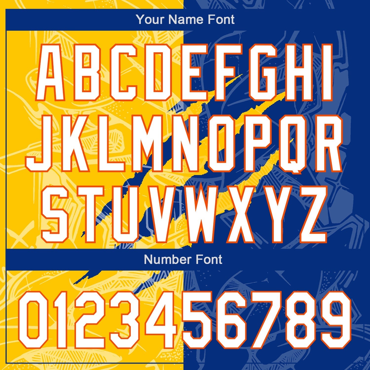 Custom Graffiti Pattern White Royal Yellow-Orange 3D Scratch Authentic Baseball Jersey baseball jersey product view 5
