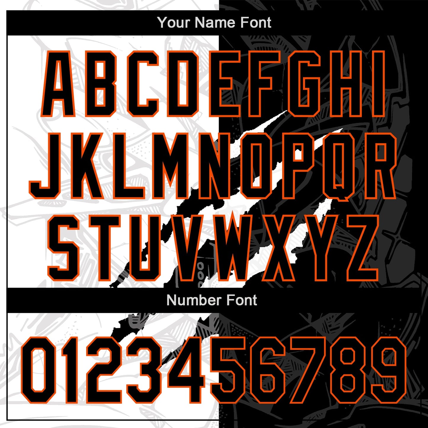 Custom Graffiti Pattern Black-Orange 3D Scratch Authentic Baseball Jersey baseball jersey product view 5