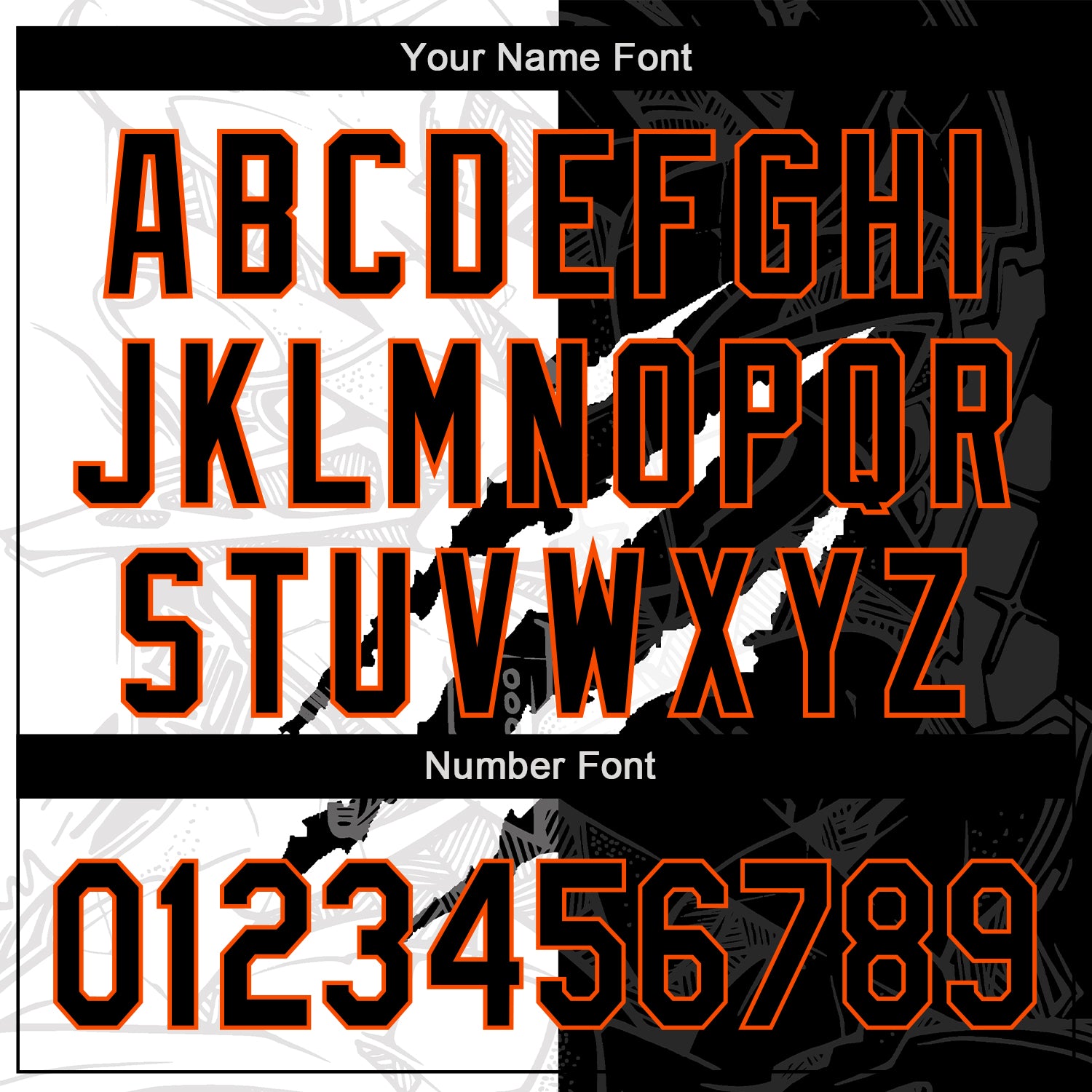 Custom Graffiti Pattern Black-Orange 3D Scratch Authentic Baseball Jersey baseball jersey product view 5